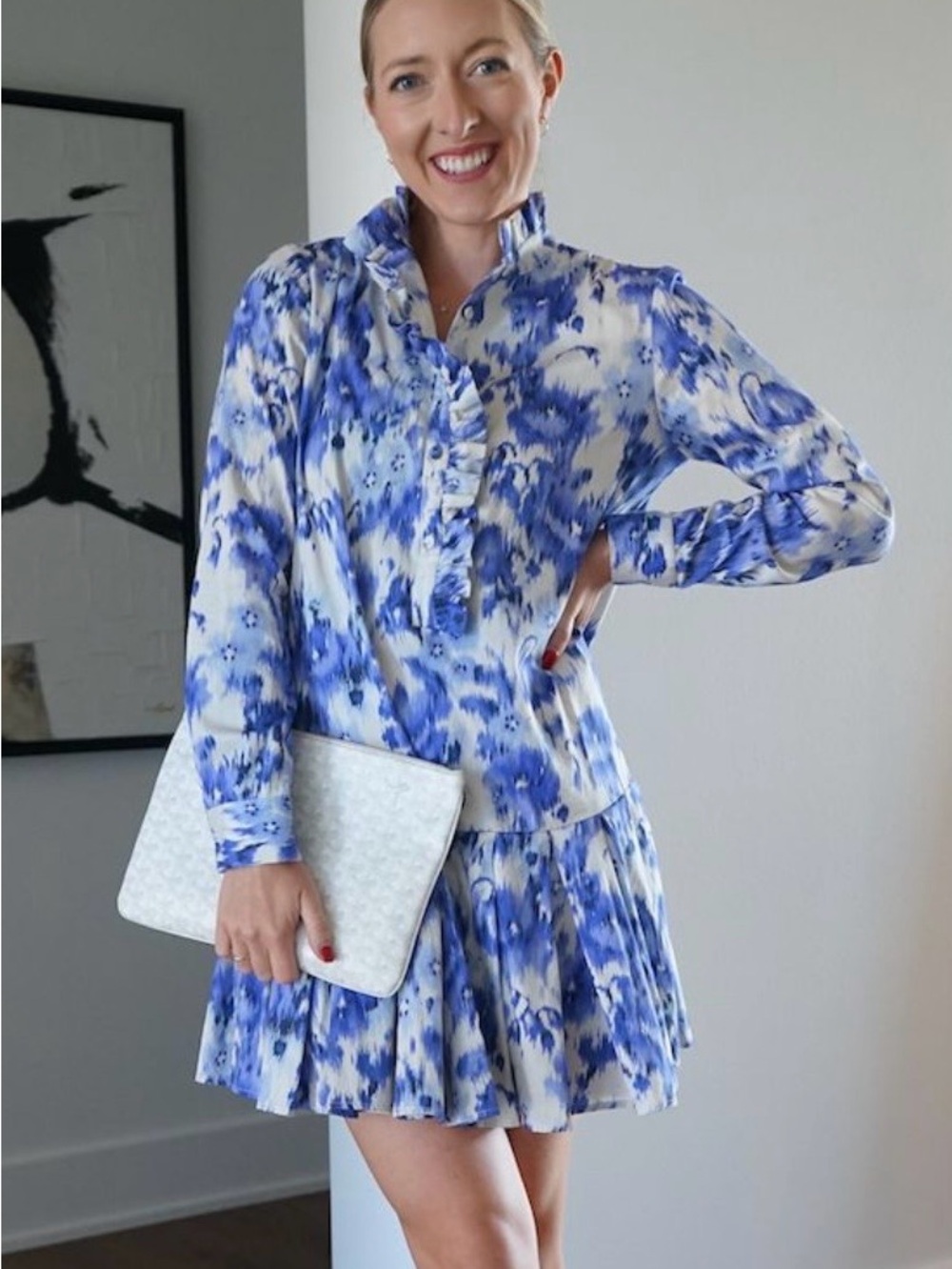 Tuckernuck Womens’s NWT XL Tate Blue White Iris Dress Long Sleeve Cottagecore